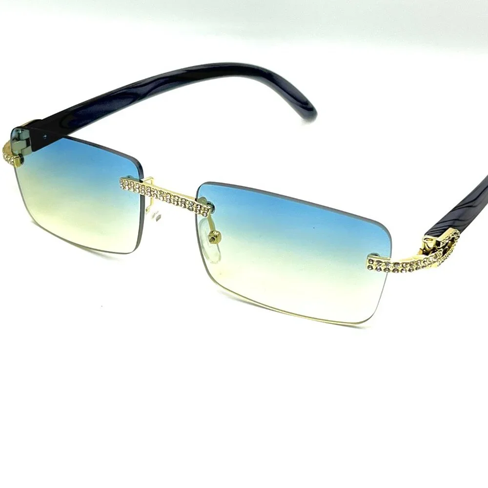Men‎ Women Sunglasses Square Green Lens Fashion Gold Frame Rapper Icedout Lentes